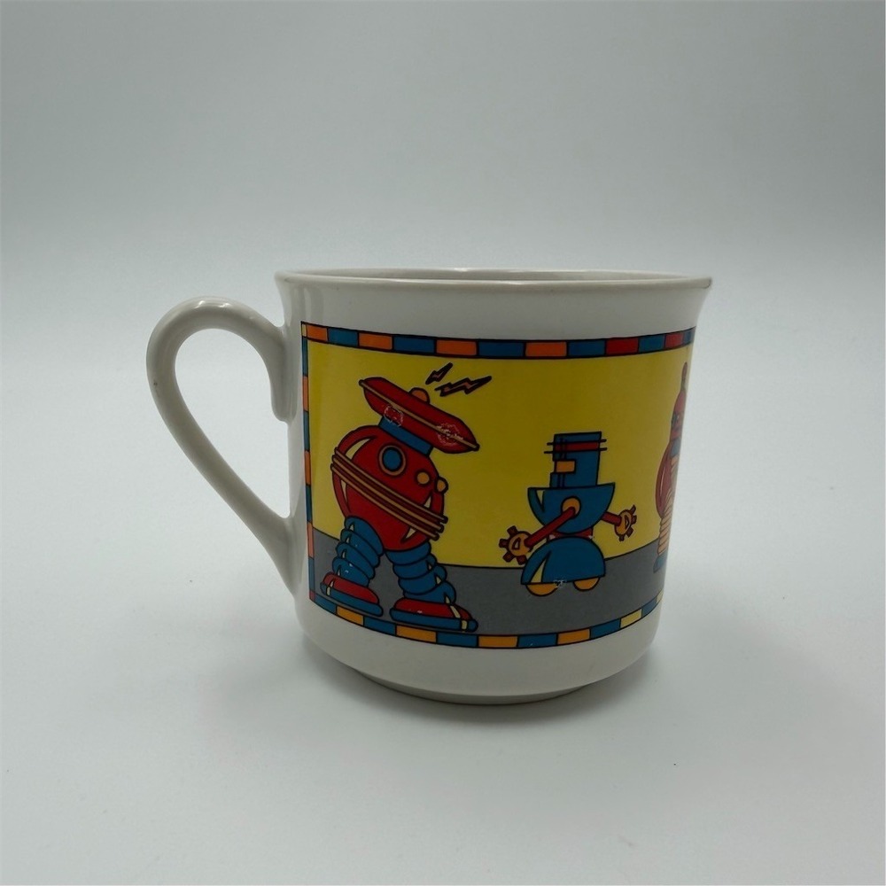 Silvestri Charles Berry Robot Kids Mug Cup Yellow Cartoon Wraparound‎